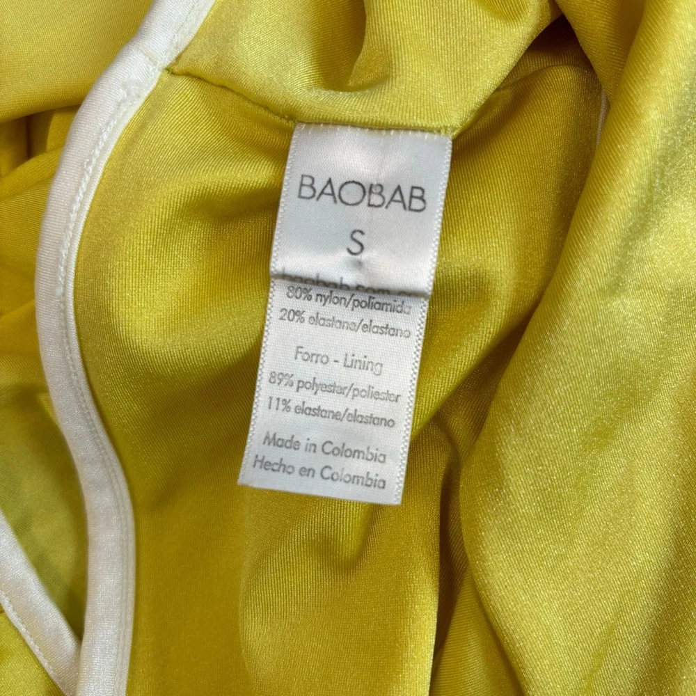 BAOBAB Mambo Evening Dress Neon Yellow Strapless Bandeau Cutout Small Women's - Picture 9 of 11